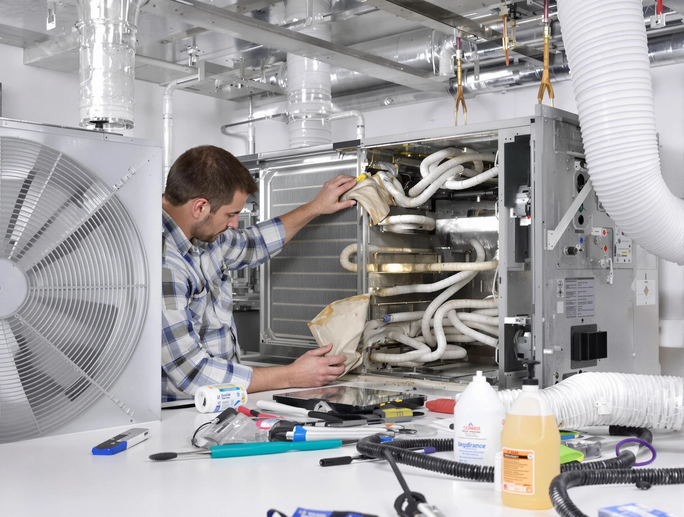 The Pinery Air Duct Cleaning specialist performing precision AC coil cleaning in The Pinery