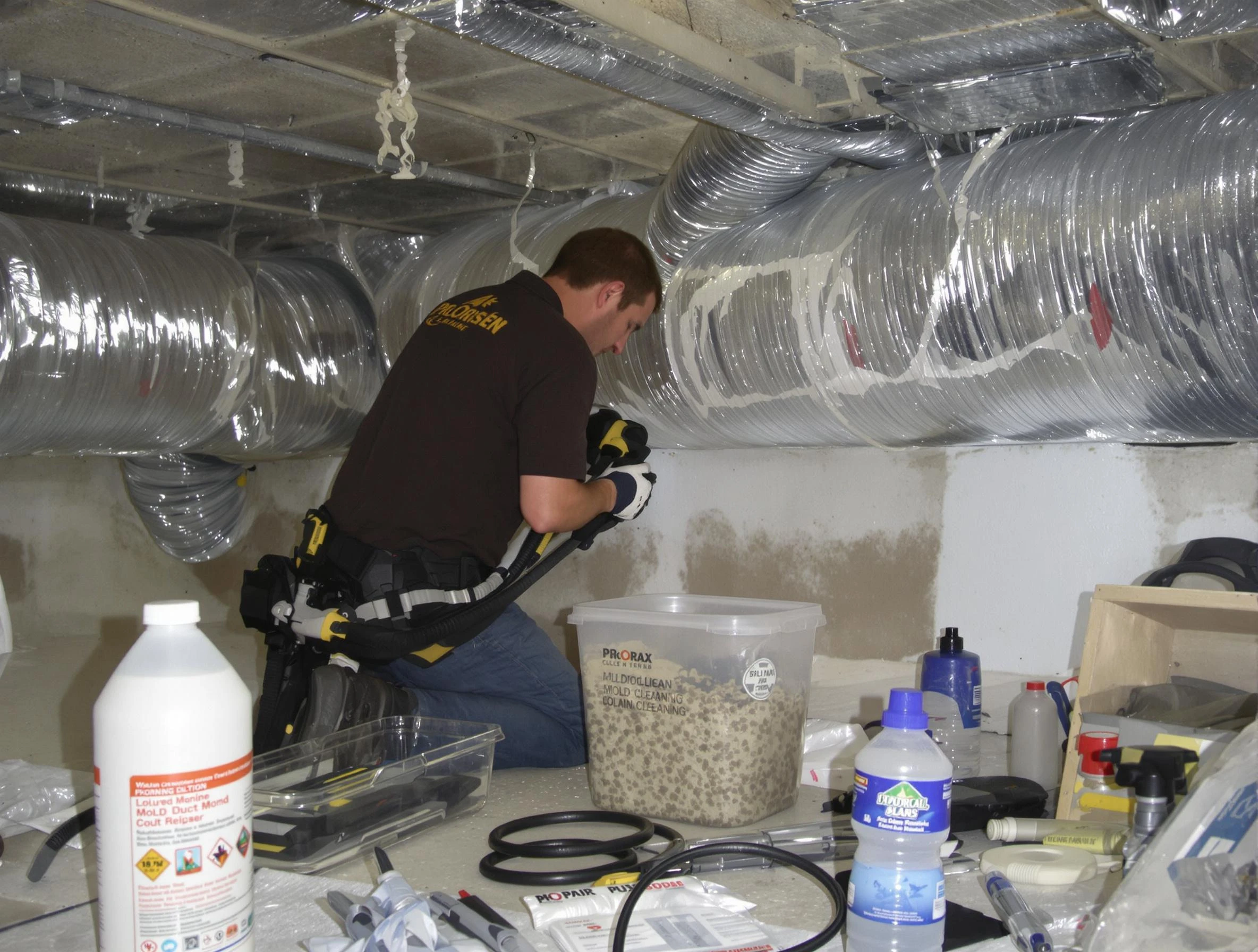 The Pinery Air Duct Cleaning specialist performing professional mold removal from air ducts in The Pinery