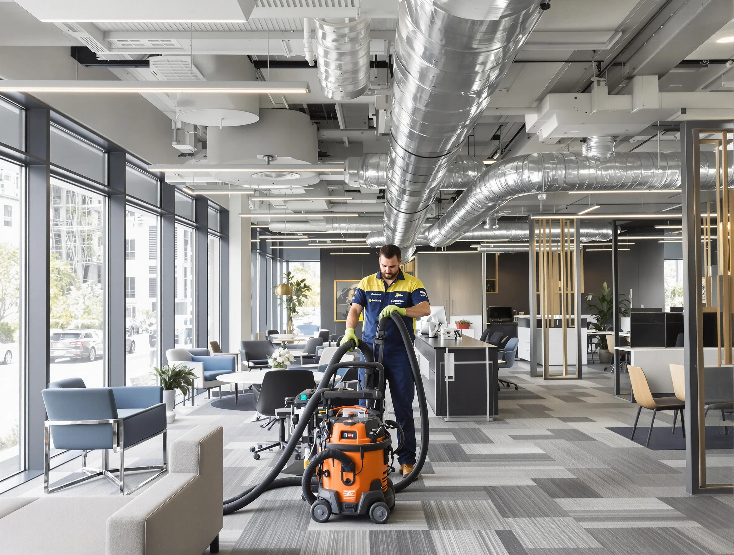 The Pinery Air Duct Cleaning team performing thorough commercial duct cleaning at a The Pinery business center
